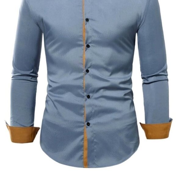 Grey Mens Button Up Tee Shirt - Picture 2 of 7